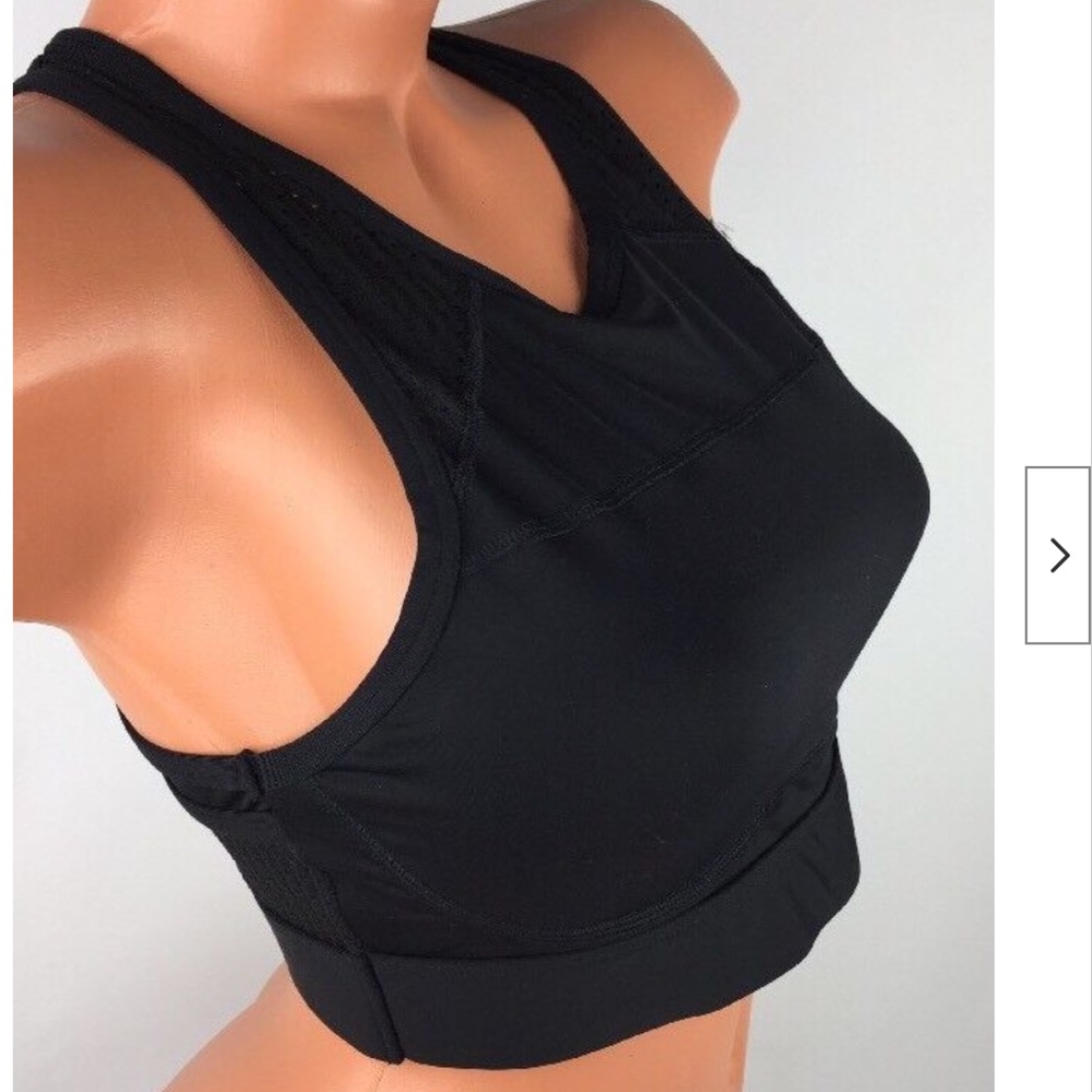 Victorias Secret Pink Lined High Neck Solid Black Mesh Ultimate Sport Bra Size M